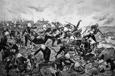 "The Battle of Majuba" drawn for the Illustrated London News