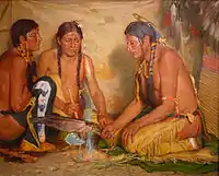 Joseph Henry Sharp, Making Sweet Grass Medicine, Blackfoot Ceremony, ca. 1920, Smithsonian American Art Museum, Washington, D.C.