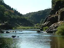 The deep canyon of the Luvuvhu River in the Lanner Gorge in the Makuleke