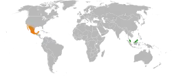 Map indicating locations of Malaysia and Mexico