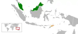 Map indicating locations of Malaysia and Timor-Leste