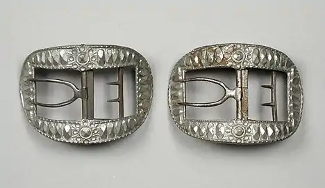 Man's cut steel shoe buckles, United States, 1780s.  LACMA 42.16.23a-b.