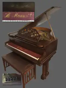 So called "Stutzflügel" (baby grand piano) by Th. Mann & Co. from 1911.