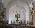 Nave, view of the choir with high altar (as of 2009)