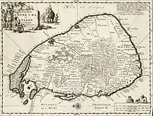 Image 7517th century Dutch map of Sri Lanka with the Dutch names of the Jaffna islands (from List of islands of Sri Lanka)