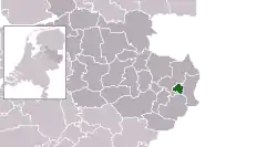 Highlighted position of Oldenzaal in a municipal map of Overijssel