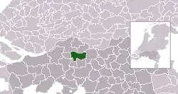 Highlighted position of Waalwijk in a municipal map of North Brabant