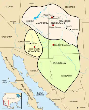 Image 15Ancestral Pueblo territory shown in pink over New Mexico (from New Mexico)