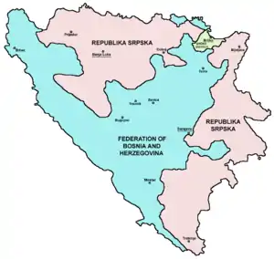 Image 12Administrative division of modern Bosnia and Herzegovina. (from History of Bosnia and Herzegovina)