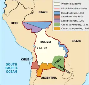 Image 9Bolivia's territorial losses between the second half of the 19th century and first half of the 20th century (from History of Bolivia)