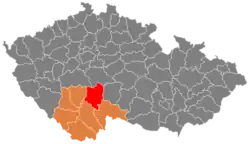 Location in the South Bohemian Region within the Czech Republic