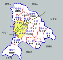 Dongnam-gu is located in the southeastern part of Cheonan.