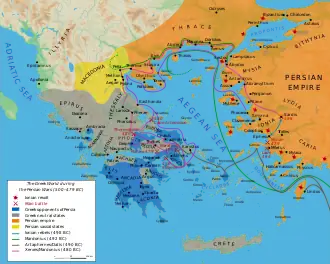 Image 12Map showing events of the first phases of the Greco-Persian Wars (from History of Turkey)