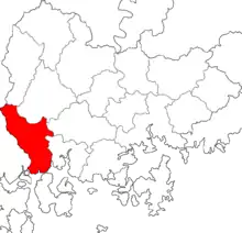 a map of the southern tip of a peninsula with an eastern region marked