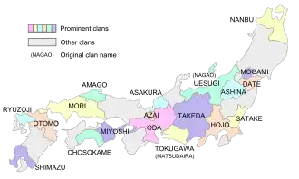 Major feudal estates during the Sengoku period