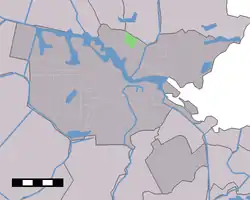 Location of Kadoelen (green) in Amsterdam