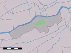 The village (dark green) and the statistical district (light green) of Graafland in the former municipality of Liesveld.