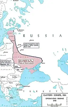 The situation on the Eastern Front in March 1918 (after the completion of the Operation Faustschlag)