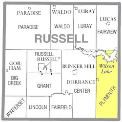 Location of Plymouth Township in Russell County