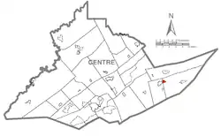 Location of Aaronsburg in Centre County