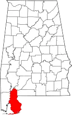 State map highlighting Baldwin County