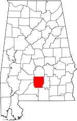 Map of Alabama highlighting Butler County