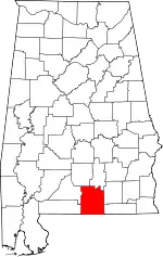 Map of Alabama highlighting Covington County