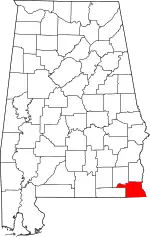 Map of Alabama highlighting Houston County