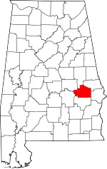 Map of Alabama highlighting Macon County