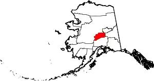 Map of Alaska highlighting Denali Borough