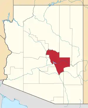 State map highlighting Gila County