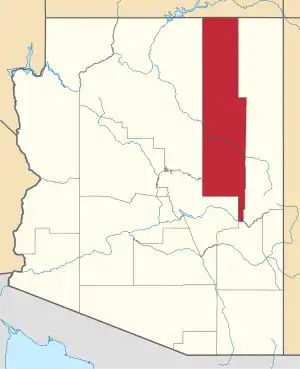 State map highlighting Navajo County