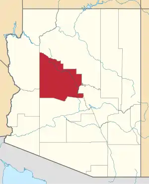 State map highlighting Yavapai County