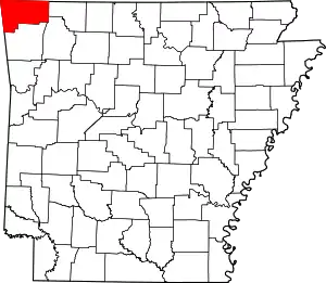 Map of Arkansas highlighting Benton County