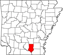 Map of Arkansas highlighting Bradley County