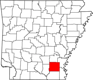 Map of Arkansas highlighting Drew County