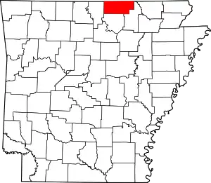 Map of Arkansas highlighting Fulton County