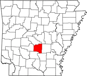 Map of Arkansas highlighting Grant County