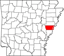 Map of Arkansas highlighting Lee County