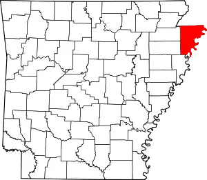 State map highlighting Mississippi County