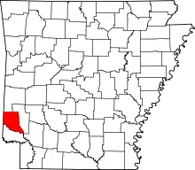 Map of Arkansas highlighting Sevier County