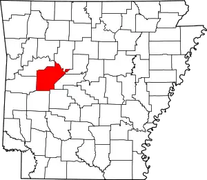 Map of Arkansas highlighting Yell County