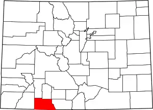 Map of Colorado highlighting Archuleta County