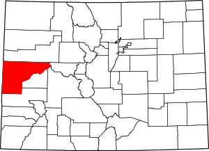 Map of Colorado highlighting Mesa County