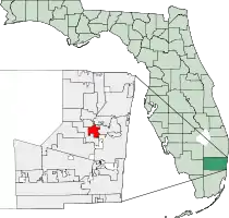 Location of Lauderdale Lakes in Broward County in State of Florida