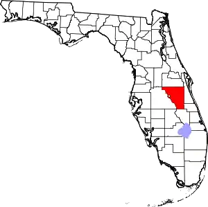 A state map highlighting Osceola County in the middle part of the state. It is large in size.