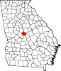 State map highlighting Bibb County