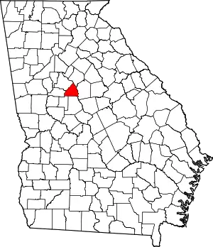 State map highlighting Butts County