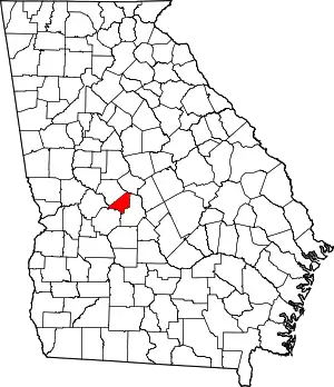 State map highlighting Peach County