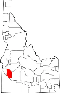 Map of Idaho highlighting Ada County